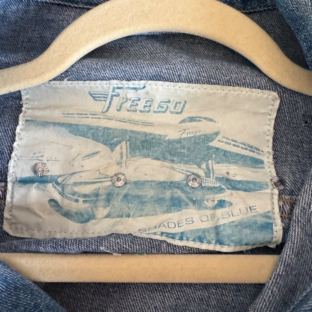 Y2K Freego Shades Of Blue Womens Embellished Oversize Denim Jacket, Size S - Picture 6 of 10